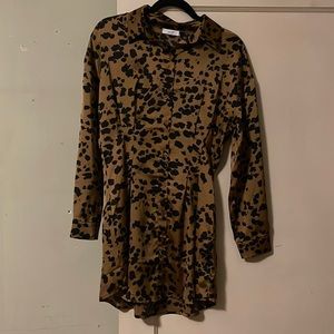 Cheetah print button up dress
